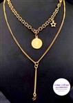 گردنبند زنانه و دخترانه جنس استیل۲لاین دستساز با آویز سکه الیزابت و ستاره کد ۱۲۱۵۰