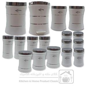 سرویس آشپزخانه17پارچه کمرباریک اورانوس سفیددرب استیل