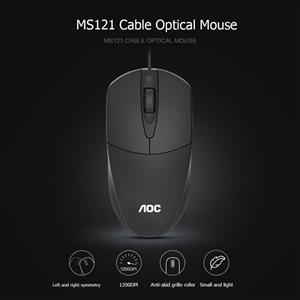 ماوس نوری سیمی AOC MS121 برای لپ تاپ، دسکتاپ، AIO - مشکی