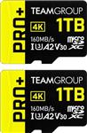 TEAMGROUP A2 Pro Plus Card 1TB x 2 Micro SDXC UHS-I U3 A2 V30, R/W تا 160/110 MB/s برای Nintendo-Switch، Steam Deck، دستگاه های بازی، تبلت ها، گوشی های هوشمند با آداپتور TPPMSDX1TIA2