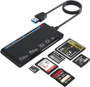 کارت حافظه USB 3.0 ارتقا یافته افزونه 7 در 1 آداپتور چند کارته 5 گیگابیت در ثانیه Read Write برای SD SDXC SDHC CF CFI TF XD Micro SD Micro SDXC Micro SDHC MS MMC UHS-I کارت برای Windows Mac OS Linux