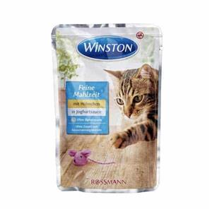پوچ گربه وینستون Winston مدل مرغ در سس تخم مرغ بسته 100 گرمی