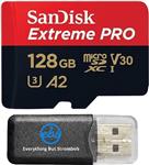 کارت حافظه میکرو 128 گیگابایتی SanDisk Extreme Pro با دوربین اکشن Insta360 ONE X2، Insta360 One R Twin Edition (SDSQXCY-128G-GN6MA) با (1) همه چیز به جز کارت خوان MicroSD Stromboli کار می کند