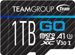 کارت TEAMGROUP GO کارت Micro SD 1 ترابایت برای دوربین های GoPro و اکشن، کارت حافظه فلش با سرعت بالا MicroSDXC UHS-I U3 V30 با آداپتور برای فضای باز، ورزش، عکسبرداری 4K TGUSDX1TU303