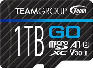 کارت TEAMGROUP GO کارت Micro SD 1 ترابایت برای دوربین های GoPro و اکشن، کارت حافظه فلش با سرعت بالا MicroSDXC UHS-I U3 V30 با آداپتور برای فضای باز، ورزش، عکسبرداری 4K TGUSDX1TU303 