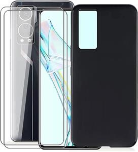 قاب محافظ KJYF برای ZTE Axon 30 5G (6.92)، با [ 2 x فیلم محافظ شیشه ای]، قاب محافظ سیلیکونی نرم مشکی محافظ گوشی ضد ضربه برای ZTE Axon 30 5G - مشکی