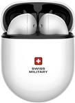 هدفون حذف نویز Swiss Military Delta 2 TWS ENC با باس عمیق، میکروفون برای تماس و صدای با کیفیت بالا، شارژ سریع Type-C، جفت شدن خودکار - سفید