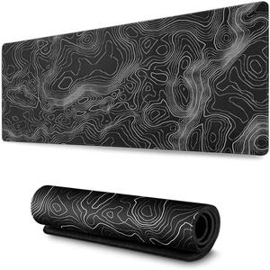 ماوس پد بزرگ (35x17 اینچ) پد ماوس گیمینگ XXXL گسترده با پایه لاستیکی ضد لغزش، خطوط نقشه توپوگرافی پس زمینه کانتور جغرافیایی برای رایانه لپ تاپ اداری بازی مردانه زنانه