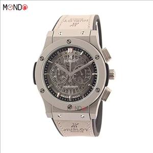 ساعت مردانه هابلوت کرنوگراف طوسی نقره ای اسکلتون Hublot-SU