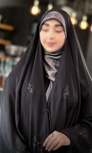 چادر مشکی جده گلدوزی طرح رز کد hej0105