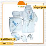 سرویس حوله نوزادی 5 پارچه کیدبو مدل Rabitto Blue