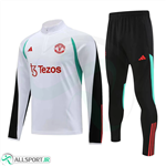 ست نیم زیپ شلوار منچستریونایتد  Manchester United Tracksuit 2023-24 Black White