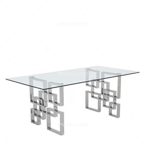 میز ناهارخوری پایه استیل صفحه شیشه فوبورو مدل ME380