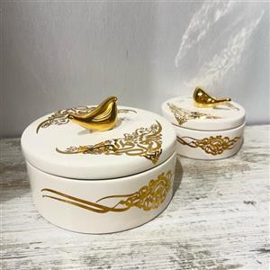 شکلات خوری گرد لیبل طلا سرامیکی دستساز 