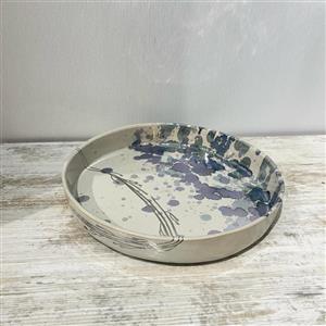 دیس پذیرایی / شیرینی خوری سرامیکی گرد طرح آبرنگی دستساز