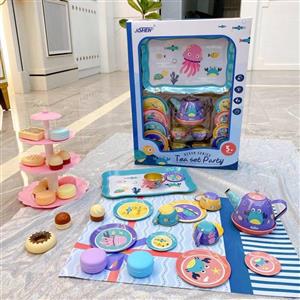 ست ظروف خاله بازی فلزی چای خوری و استند کیک