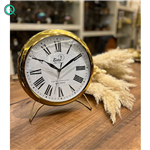 ساعت رومیزی بتیس مدل 3015، ساعت رومیزی فلزی لوکس، با تنوع رنگ بندی و رنگ آبکاری مات، اعداد رومی در صفحه ساعت، ترکیب رنگ طلایی و اعداد مشکی