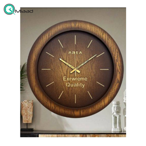 ساعت دیواری آرتا Arta کد 55، ساعت دیواری گرد چوبی با متریال MDF، رنگ قهوه ای، سایز 55 و موتور آرامگرد، ساعت دیواری با صفحه و جزییات مینیمال