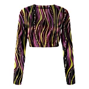 کراپ ساتن مجلسی کمرکش راه راه کد 1236