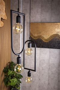 آویز لامپ ادیسونی چهار شعله مدل اقاقیا