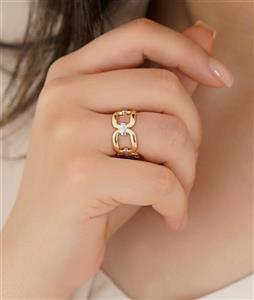 انگشتر زنانه YSX فری سایز مدل زنجیری طرح طلا