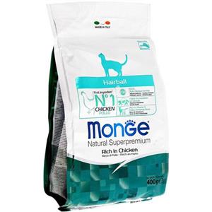 غذای خشک مخصوص گربه Monge مدل Hairball تهیه شده از گوشت مرغ -  400گرم 