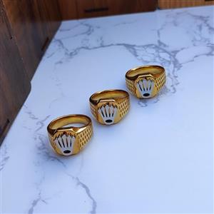 انگشتر استیل مردانه رولکس طلایی نقره ای