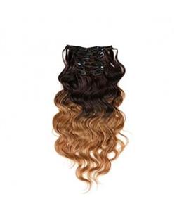 مو تکه ای زنانه دو رنگ جنریک 10inch Ombre Hair Extensions Double Weft Full Head Clip