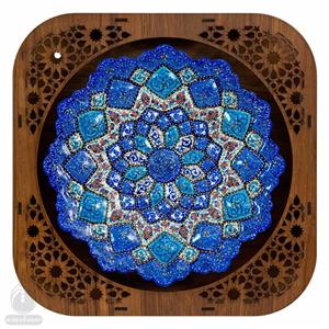 بشقاب میناکاری 20 سانتی متری کاظمی قاب چوبی 4 