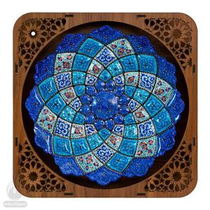 بشقاب میناکاری 20 سانتی متری کاظمی قاب چوبی 5 