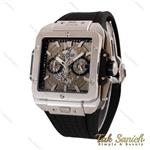 ساعت هابلوت مردانه مربعی قاب سیلور بند مشکی Hublot-4995-G 