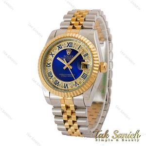 ساعت رولکس مردانه دورنگ طلایی ایندکس رومی آبی Rolex-5110-G