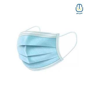 ماسک سه لایه کشدار دنکال آبی ملتبلون دار بسته ۱۰ عددی
