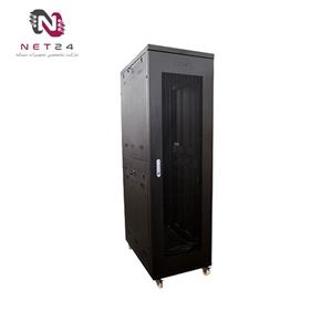رک ایستاده کبیر صنعت 42 یونیت عمق 100درب توری فن پاور پیچ چرخدار سینی kabirSanat KS42100DFBG