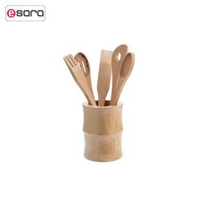 سرویس ابزار اشپزی بیلی مدل چوبی 5 قطعه با پایه کد WA 107 Billi Pieces Woody Kitchen Tool Set With Holder 