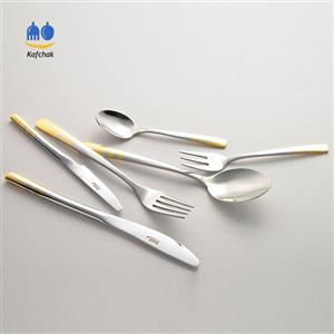 قاشق چنگال غذا ناب استیل – مدل فلورانس – دور طلا