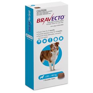 قرص ضد کک و کنه سگ براوکتو Flea & Tick Chew وزن 20 تا 40 کیلوگرم