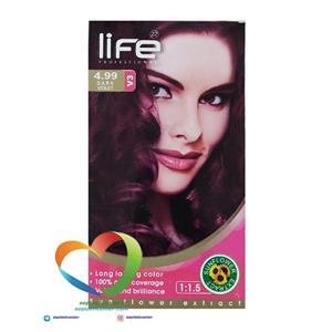 کیت رنگ موی لایف شماره 4.99 شرابی تیره Hair Color Life Kit Dark Violet 