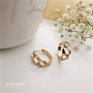 گوشواره حلقه ای ژوپینگ مدل زنجیری نگین دار کد B1307