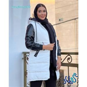 کاپشن آستین چرم شمعی