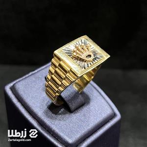 انگشتر مردانه طلا طرح سیگنت رولکسی و تاج کد R24017