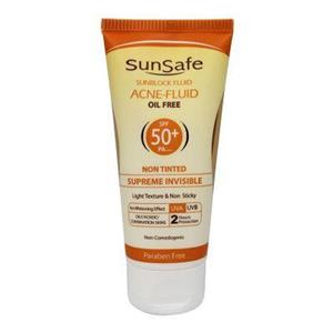 مایع ضد آفتاب جوش بی رنگ فاقد چربی SPF 50 سان سیف رنگ-2 ساعته اورجینال 