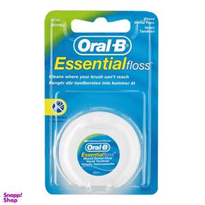 نخ دندان اورال بی مدل Essential Flass با روکش موم اندازه 50 متری