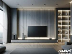 تی وی وال مدرن طوسی ساده
