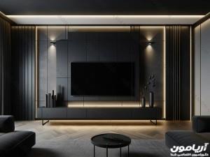 تی وی وال مشکی ساده سبک مدرن
