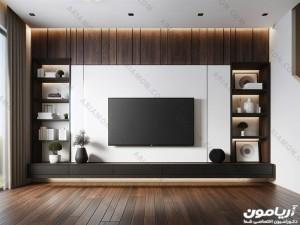 تی وی وال مشکی قهوه ای ساده و مدرن