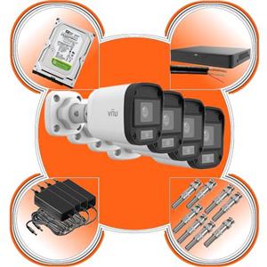 پک کامل چهار دوربین مداربسته 2MP یونی ویو دید در شب رنگی