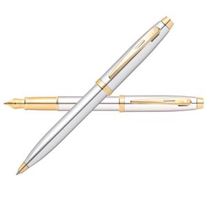 ست خودکار و خودنویس شیفر مدل 100 تمام استیل گیره زرد