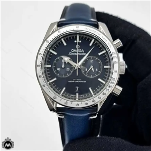 ساعت امگا مردانه اسپید مستر بند چرم آبی Omega Speedmaster S4137G 