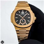 ساعت پتک فیلیپ مردانه رزگلد مشکی دو تقویمه 3194 Patek Philippe Nautilus